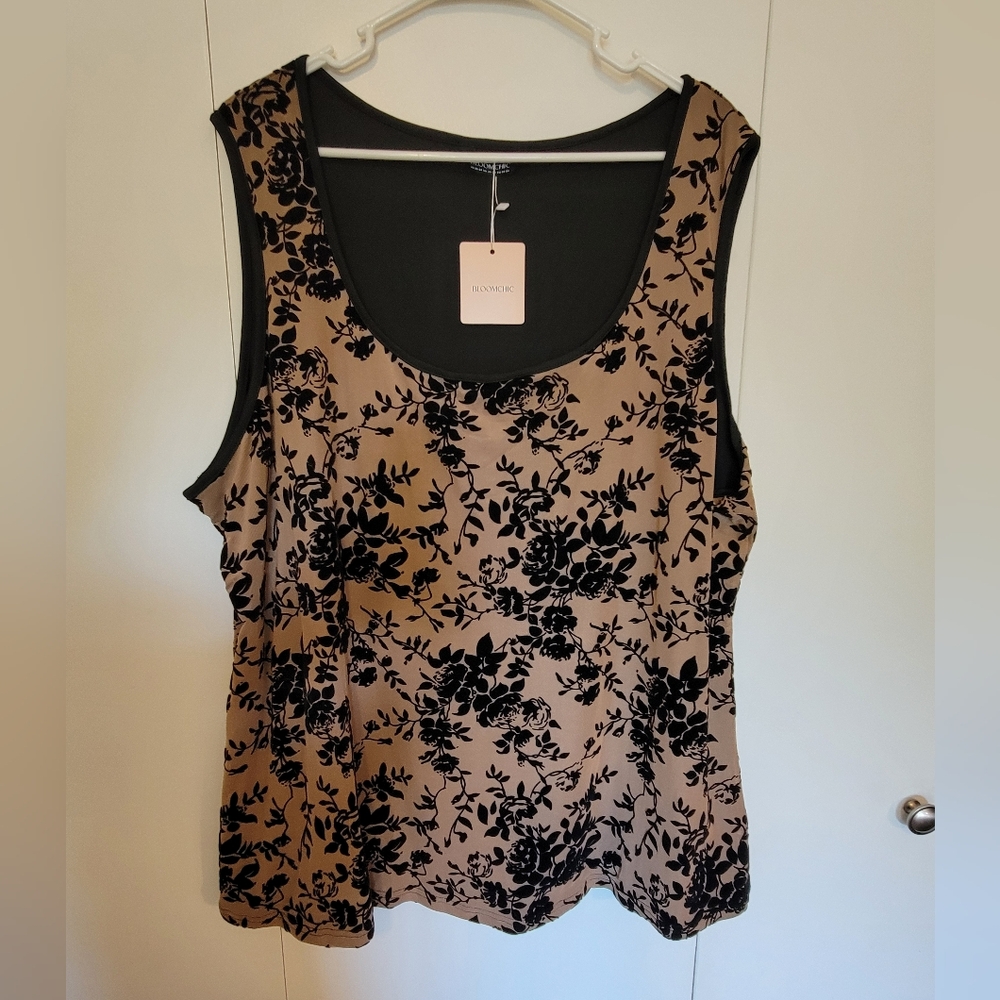 BloomChic Black and Tan Floral Tank Top